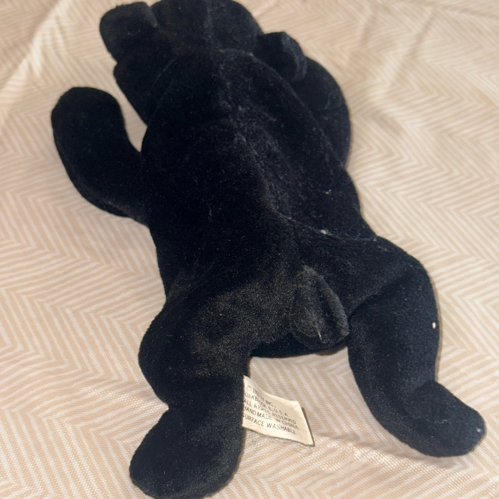 TY Beanie Baby Plush bear Blackie with Black Fur.